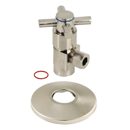 Kingston Brass 1/2"IPS x 3/8"O.D. Anti-Seize Deluxe Quarter-Turn Ceramic Hardisc Cartridge Angle Stop, Brushed Nckl CD43308DXK